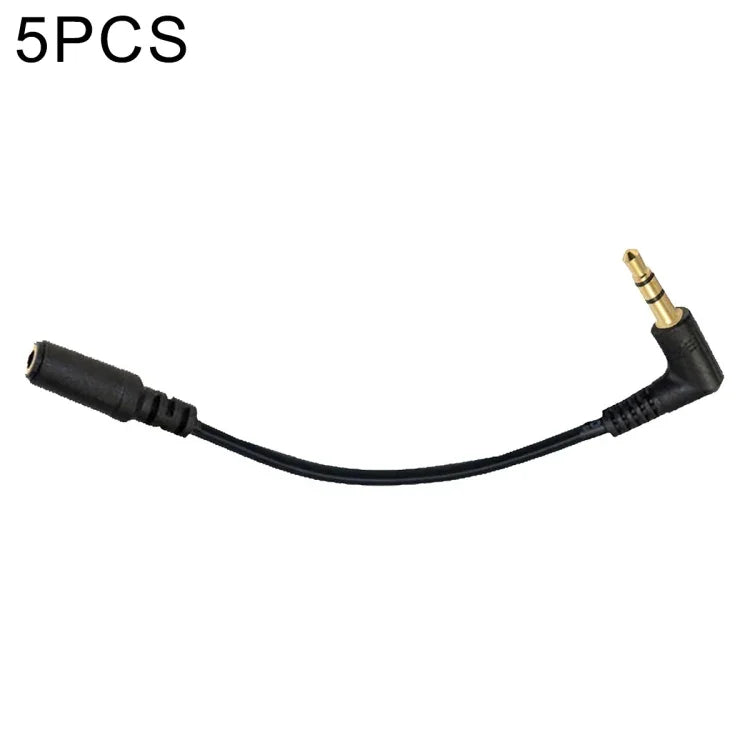 5個セット 13cm L字型 3.5mm オーディオ オス-メス PCカメラマイクアダプターケーブル L字型 3.5mm