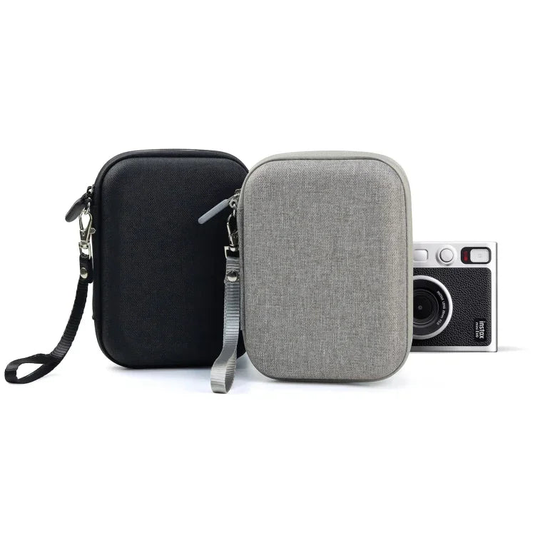 FUJIFILM Instax mini EVO用 ハードケースボックス収納バッグ ファブリック柄 ブラック ファブリック柄 グレー