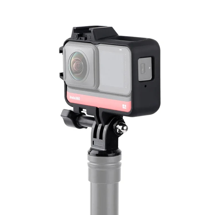 Insta360 One R用プラスチックフレームマウント保護ケースケージ 三脚ベースアダプター＆ロングスクリュー＆コールドシューベース付き、コールドシューフレーム