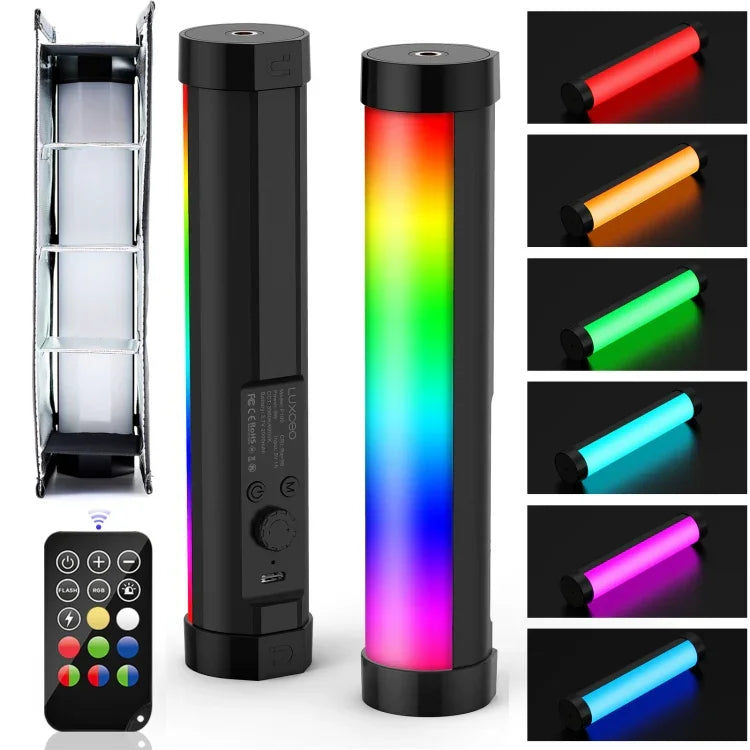 LUXCeO P100 RGBフォトビデオライトスティック ハンドヘルド補助光 リモコン＆グリッドソフトボックス付き、P100＋グリッドソフトボックス