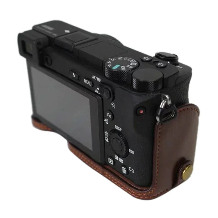 1/4インチネジ PUレザー カメラハーフケースベース Sony ILCE-A6500 / A6500用, Sony ILCE-A6500 / A6500用