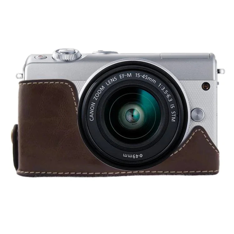 1/4インチネジ PUレザー カメラハーフケースベース Canon EOS M100用, Canon EOS M100用