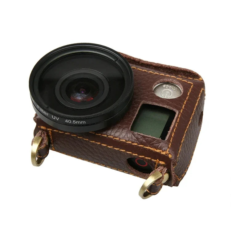 GoPro HERO4用 ライチテクスチャ本革保護ケース スリング付き、ライチテクスチャ（ブラウン）