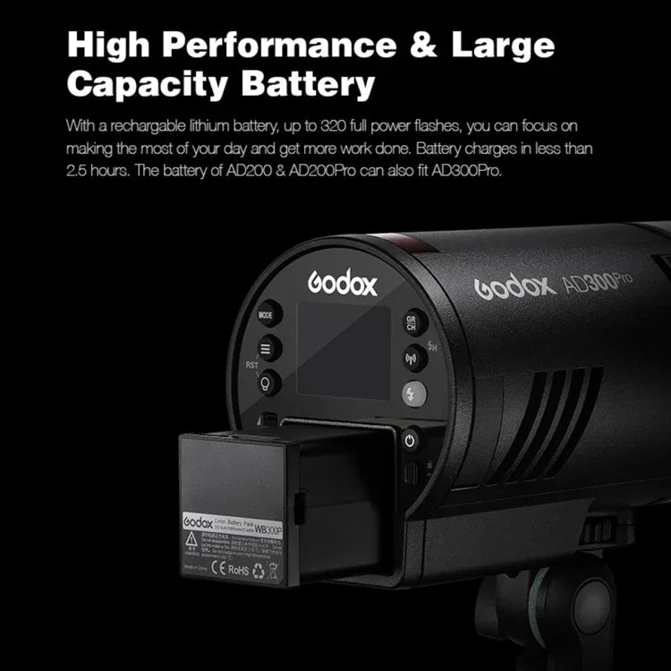 Godox AD300 Pro 300Ws TTL HSS ポケットフラッシュ アウトドアスピードライトキット, AD300 Pro