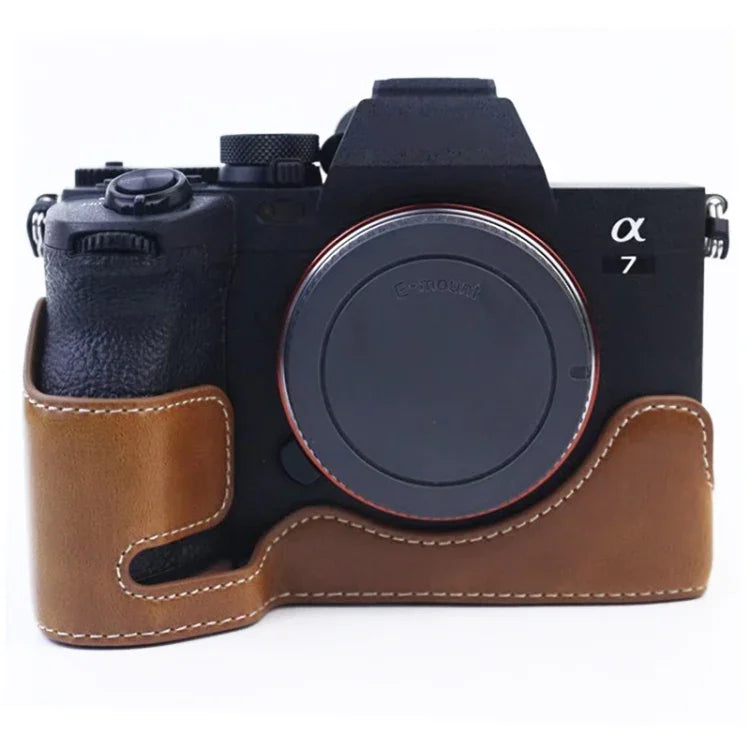 Sony A7 IV用1/4インチネジPUレザーカメラハーフケースベース、Sony A7 IV用