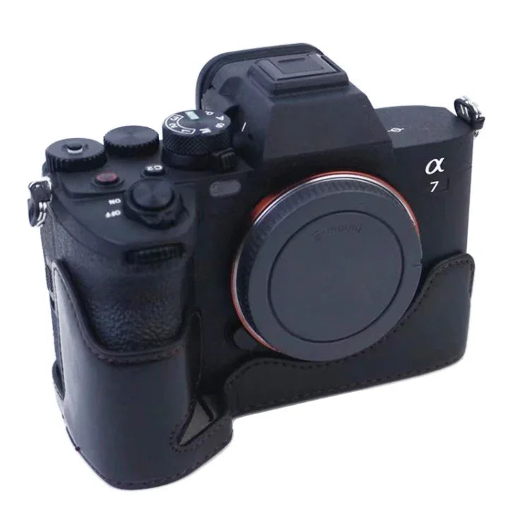 Sony A7 IV用1/4インチネジPUレザーカメラハーフケースベース、Sony A7 IV用