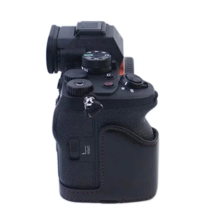 Sony A7 IV用1/4インチネジPUレザーカメラハーフケースベース、Sony A7 IV用