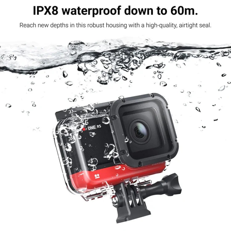 60m水深ダイビングケース 防水カメラハウジング Insta360 One RS 4K用、Insta360 One RS 4K用