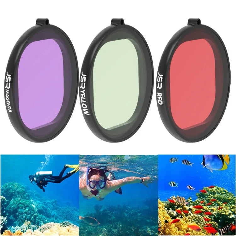 JSR 丸型ハウジング ダイビング用 3-in-1 赤＋黄＋紫 レンズフィルター GoPro HERO8 Black用, 3-in-1 カラーフィルター