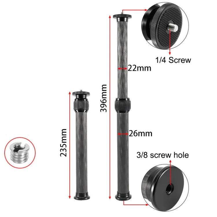 BEXIN P262C 235mm-396mm 三脚延長ポール カーボンファイバー センターポール 三脚エクステンダー、P262C