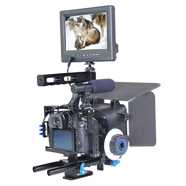 YELANGU YLG1105A ハンドル付きビデオカメラケージ スタビライザーキット マットボックス＆フォローフォーカス付き Panasonic Lumix DMC-GH4＆G7 / Sony A7＆A7S＆A7R＆A7RII＆A7SII用、YLG1105A