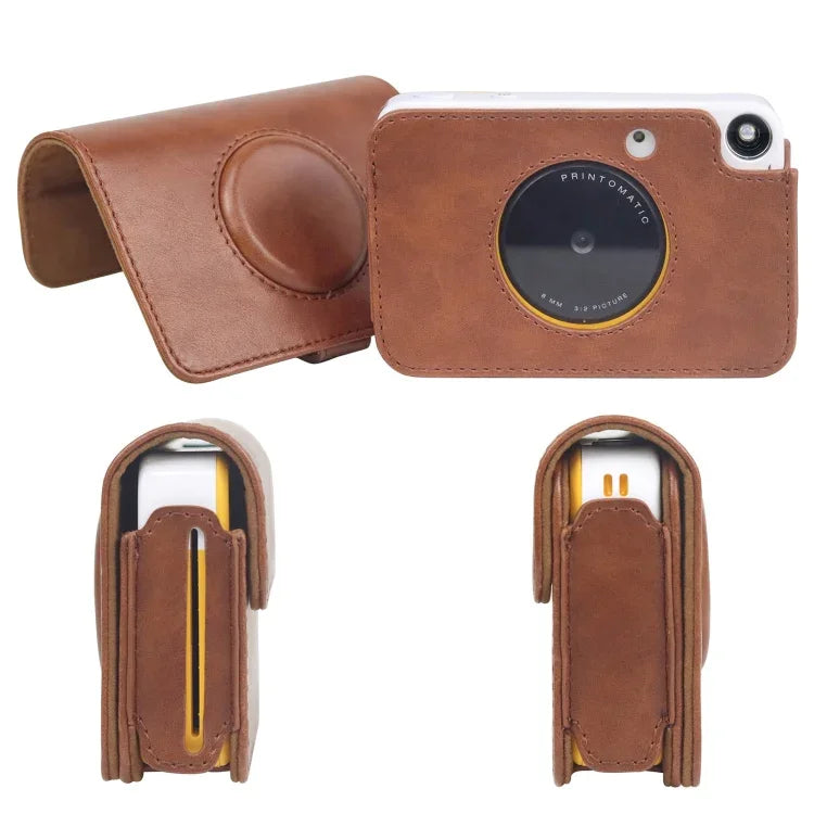 Kodak PRINTOMATIC用 フルボディカメラ PUレザーケース バッグ ストラップ付き、Kodak PRINTOMATIC用