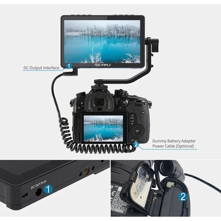 FEELWORLD F5 Pro V4 6インチ タッチスクリーン DSLRカメラフィールドモニター 3D LUT 4K HDMI 入出力 チルトアーム、F5 Pro V4