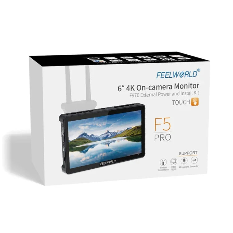 FEELWORLD F5 Pro V4 6インチ タッチスクリーン DSLRカメラフィールドモニター 3D LUT 4K HDMI 入出力 チルトアーム、F5 Pro V4