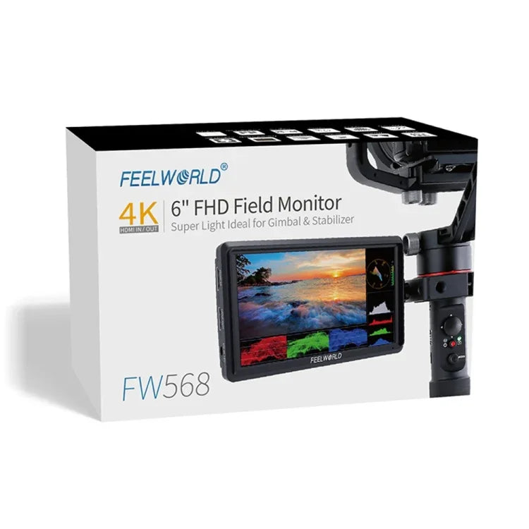 FEELWORLD FW568 V3 6インチ 3D LUT DSLRカメラフィールドモニター、IPS フルHD 1920 x 1152、HDMI 入出力対応 チルトアーム付き