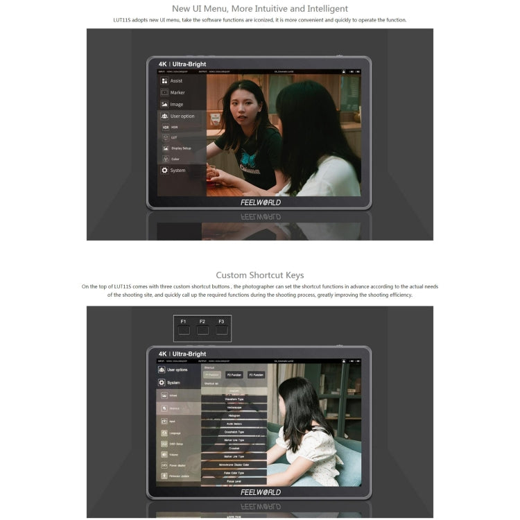 FEELWORLD LUT11S 10.1インチ 超高輝度 2000nit タッチスクリーン DSLRカメラフィールドモニター、3G-SDI 4K HDMI 入出力 1920 x 1200 IPSパネル、LUT11S