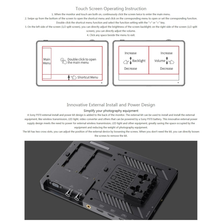 FEELWORLD LUT11S 10.1インチ 超高輝度 2000nit タッチスクリーン DSLRカメラフィールドモニター、3G-SDI 4K HDMI 入出力 1920 x 1200 IPSパネル、LUT11S