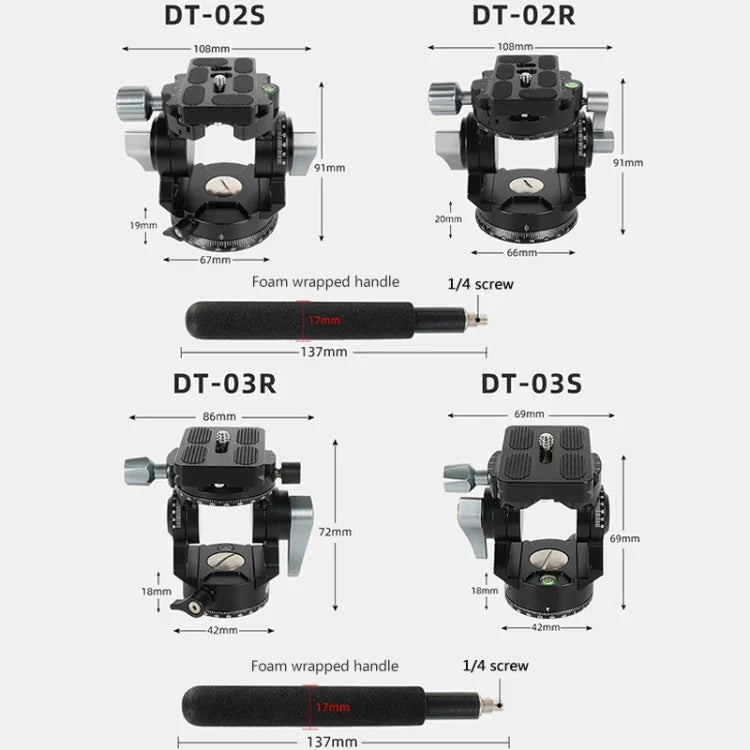 BEXIN DT-02R/S 2D 720度パノラマヘビーデューティ三脚アクションフルードドラッグヘッド クイックリリースプレート付き、DT-02R/S