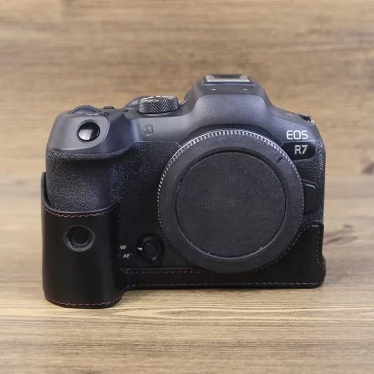 Canon EOS R7用 1/4インチネジ PUレザー カメラハーフケースベース, Canon EOS R7用