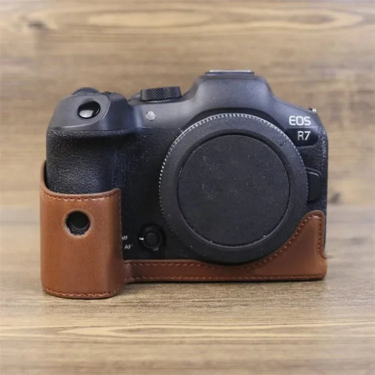 Canon EOS R7用 1/4インチネジ PUレザー カメラハーフケースベース, Canon EOS R7用