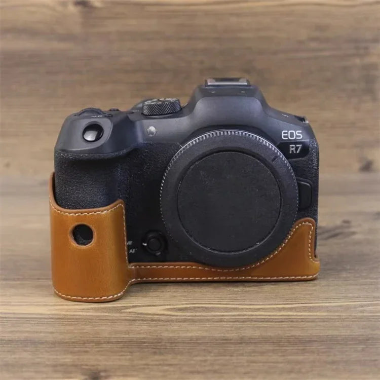 Canon EOS R7用 1/4インチネジ PUレザー カメラハーフケースベース, Canon EOS R7用