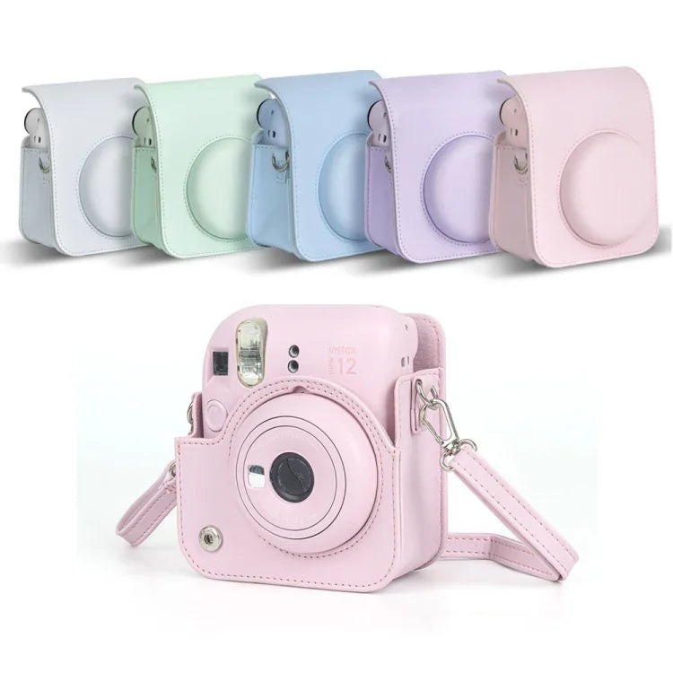 FUJIFILM instax mini 12用 フルボディレザーケース カメラバッグ ストラップ付き