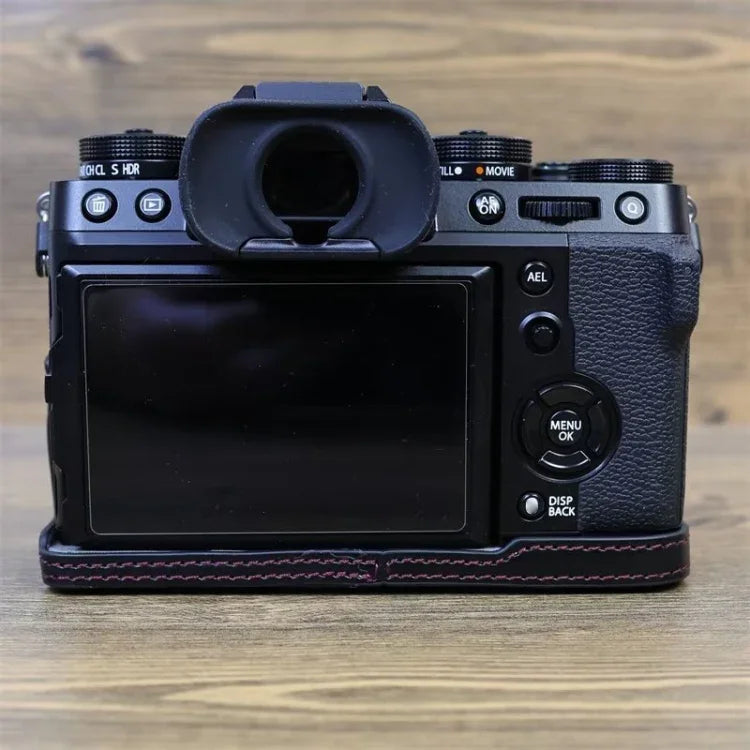 FUJIFILM X-T5用 1/4インチネジ PUレザーカメラハーフケースベース, FUJIFILM X-T5用