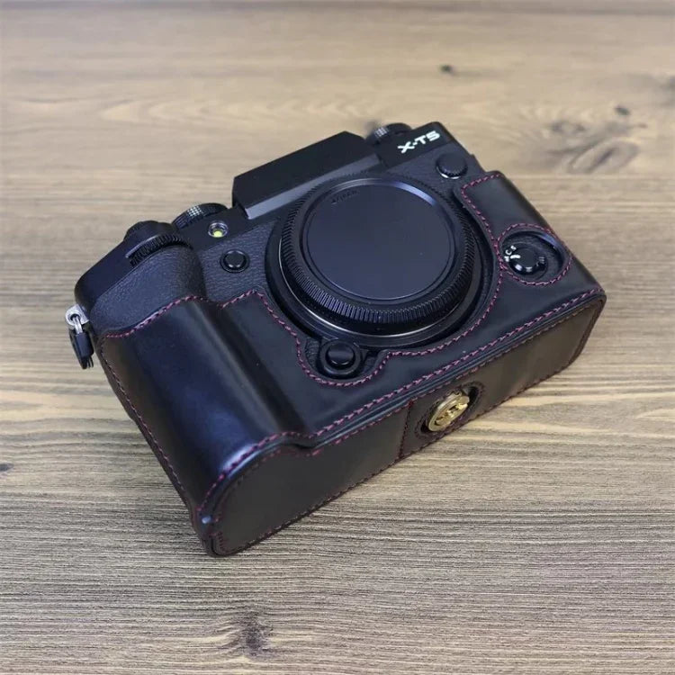 FUJIFILM X-T5用 1/4インチネジ PUレザーカメラハーフケースベース, FUJIFILM X-T5用