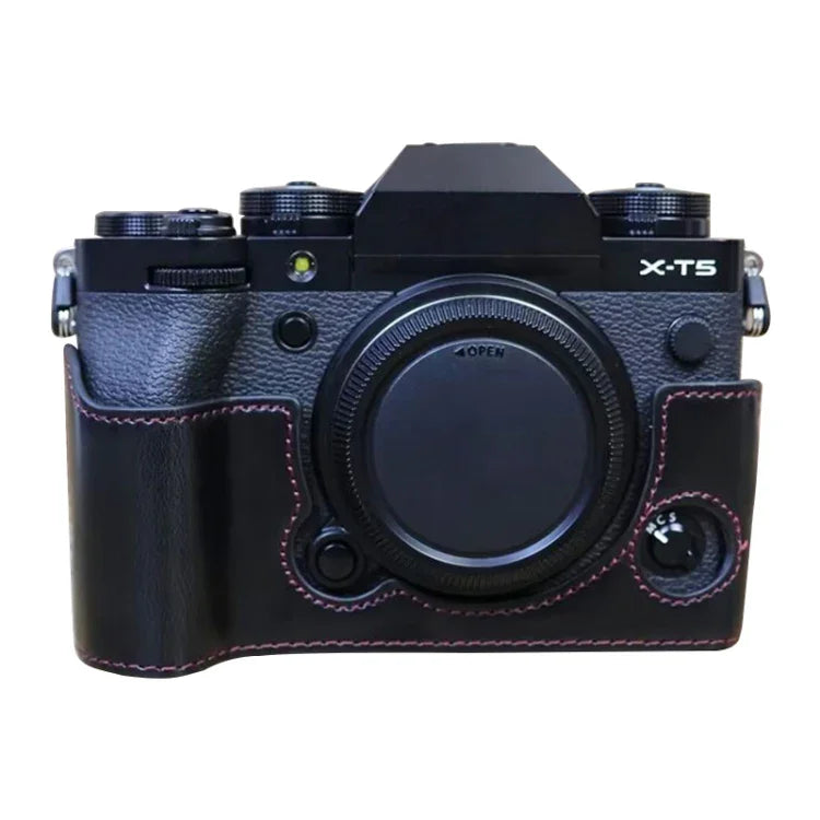 FUJIFILM X-T5用 1/4インチネジ PUレザーカメラハーフケースベース, FUJIFILM X-T5用