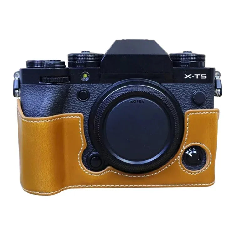 FUJIFILM X-T5用 1/4インチネジ PUレザーカメラハーフケースベース, FUJIFILM X-T5用