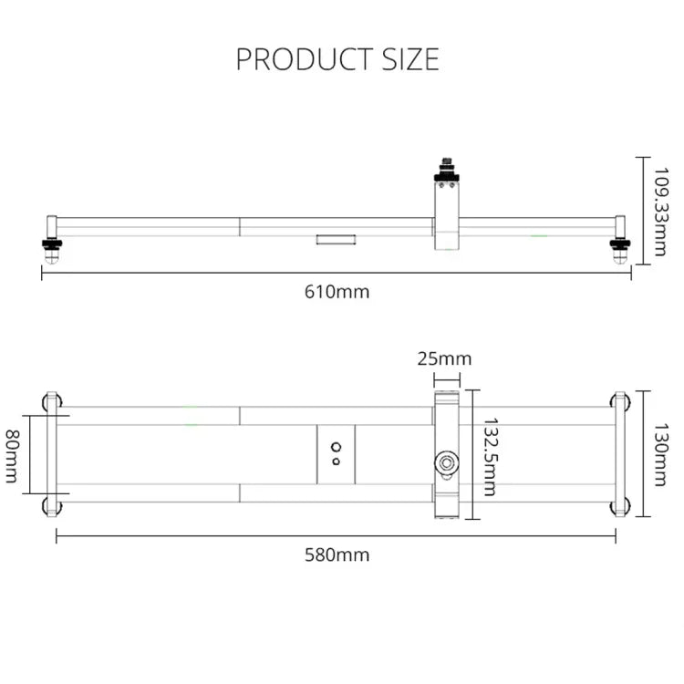 YELANGU YLG0119A 60cmスプライススライドレールトラック＋一眼レフカメラ／ビデオカメラ用トロリー用レールバックル、60cmレールトラック＋レールバックル