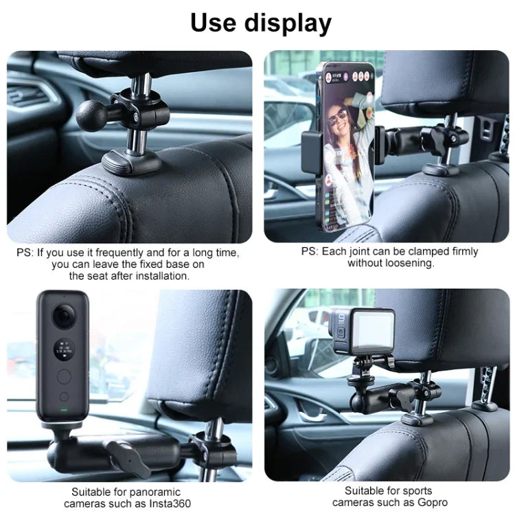 21mm ボールヘッド カー フロントシート ハンドルバー 固定マウントホルダー 三脚アダプター＆ネジ付き GoPro、Insta360、DJIおよびその他のアクションカメラ用、21mm 16.3cm