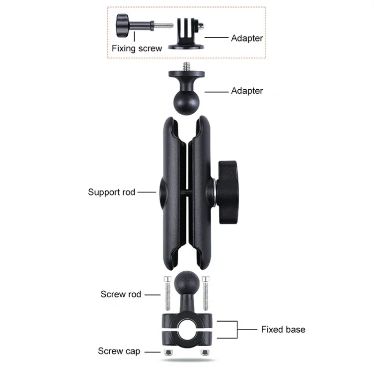 21mm ボールヘッド カー フロントシート ハンドルバー 固定マウントホルダー 三脚アダプター＆ネジ付き GoPro、Insta360、DJIおよびその他のアクションカメラ用、21mm 16.3cm