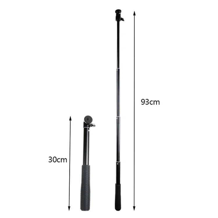 30-93cm グリップ折りたたみ式三脚ホルダー 多機能セルフィースティックモノポッド GoPro, Insta360, DJI他アクションカメラ・スマホ用, 長さ: 30-93cm