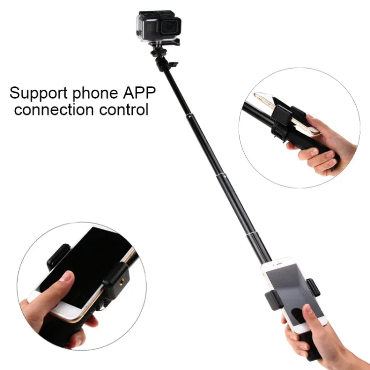 30-93cm グリップ折りたたみ式三脚ホルダー 多機能セルフィースティックモノポッド GoPro, Insta360, DJI他アクションカメラ・スマホ用, 長さ: 30-93cm