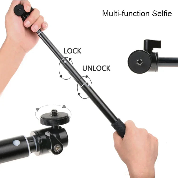 30-93cm グリップ折りたたみ式三脚ホルダー 多機能セルフィースティックモノポッド GoPro, Insta360, DJI他アクションカメラ・スマホ用, 長さ: 30-93cm