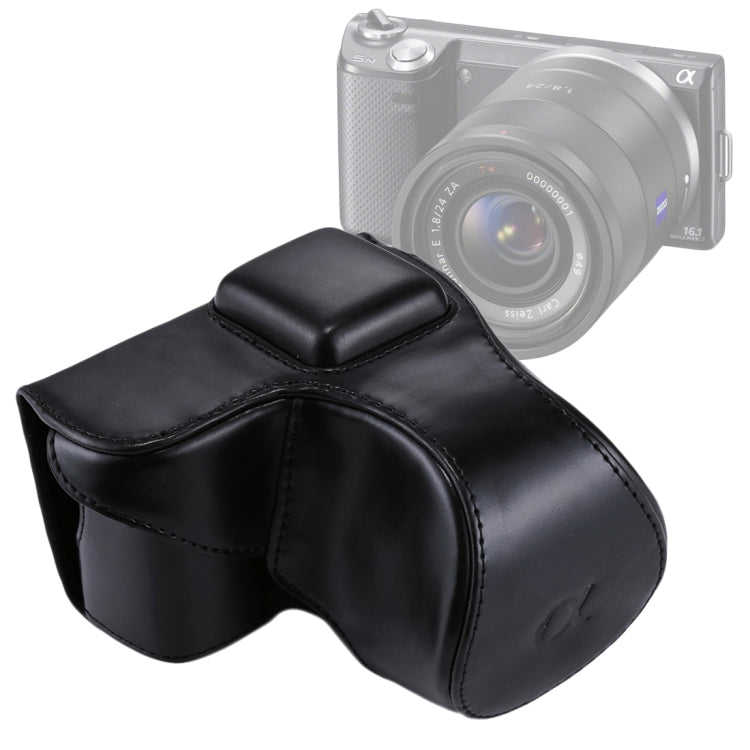 Sony NEX 5N / 5R / 5T（16-50mm / 18-55mmレンズ）用ストラップ付きフルボディカメラPUレザーケースバッグ、Sony NEX 5N用