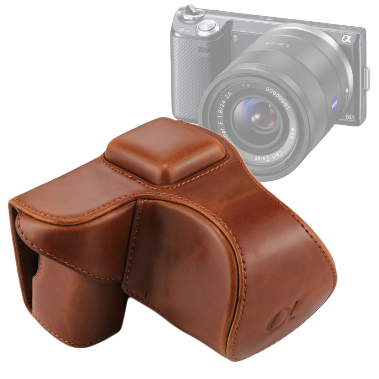 Sony NEX 5N / 5R / 5T（16-50mm / 18-55mmレンズ）用ストラップ付きフルボディカメラPUレザーケースバッグ、Sony NEX 5N用