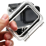 GoPro HERO6 /5 用 30m防水ハウジング保護ケース + バックカバー（ホロータイプ）＋バックル付きベーシックマウント＆ネジ、レンズ分解不要(GP413)、ハウジングケース＋バックカバー