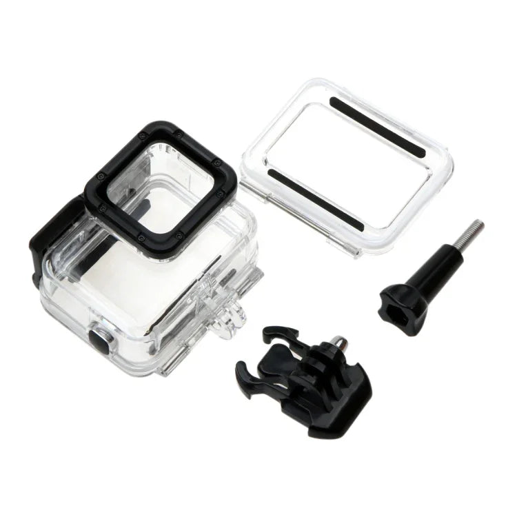 GoPro HERO6 /5 用 30m防水ハウジング保護ケース + バックカバー（ホロータイプ）＋バックル付きベーシックマウント＆ネジ、レンズ分解不要(GP413)、ハウジングケース＋バックカバー