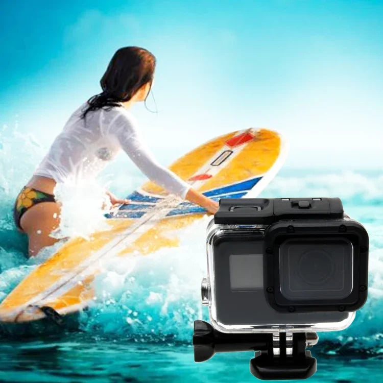 GoPro HERO6 /5 用 30m防水ハウジング保護ケース + バックカバー（ホロータイプ）＋バックル付きベーシックマウント＆ネジ、レンズ分解不要(GP413)、ハウジングケース＋バックカバー
