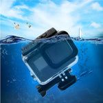 GoPro HERO6 /5 用 30m防水ハウジング保護ケース + バックカバー（ホロータイプ）＋バックル付きベーシックマウント＆ネジ、レンズ分解不要(GP413)、ハウジングケース＋バックカバー