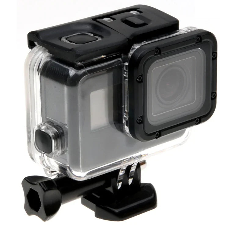 GoPro HERO6/5用 スケルトンハウジング保護ケース + バックカバー（空洞） バックル付きベーシックマウント＆ネジ レンズ分解不要、空洞バックカバー
