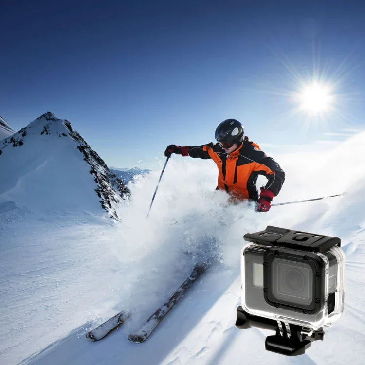 GoPro HERO6/5用 スケルトンハウジング保護ケース + バックカバー（空洞） バックル付きベーシックマウント＆ネジ レンズ分解不要、空洞バックカバー