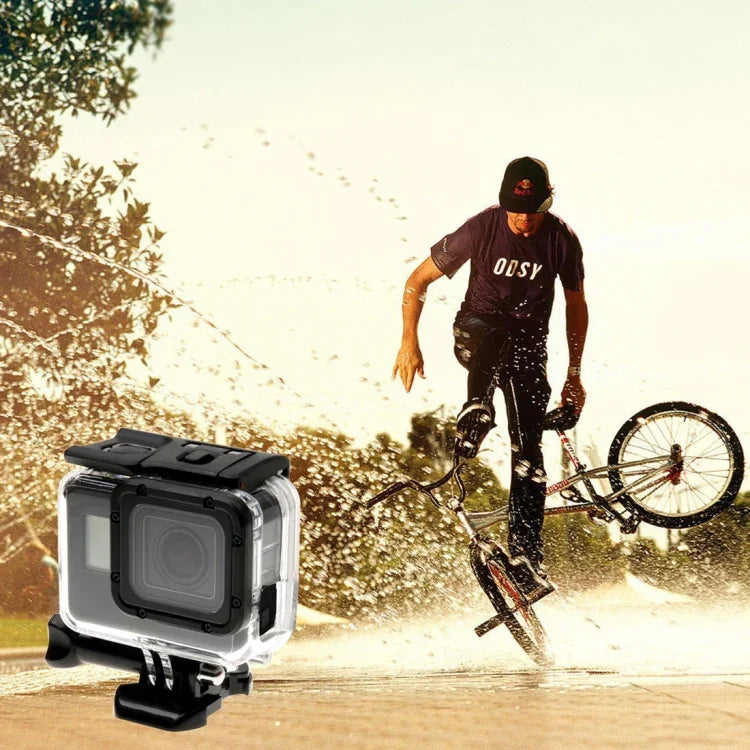 GoPro HERO6/5用 スケルトンハウジング保護ケース + バックカバー（空洞） バックル付きベーシックマウント＆ネジ レンズ分解不要、空洞バックカバー