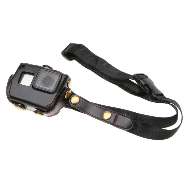 GoPro HERO7 Black /6 /5 用 PUレザー ハウジングケース ネックストラップ＆ボタン付き、PUレザー（ブラウン）、PUレザー（コーヒー）、PUレザー（ブラック）