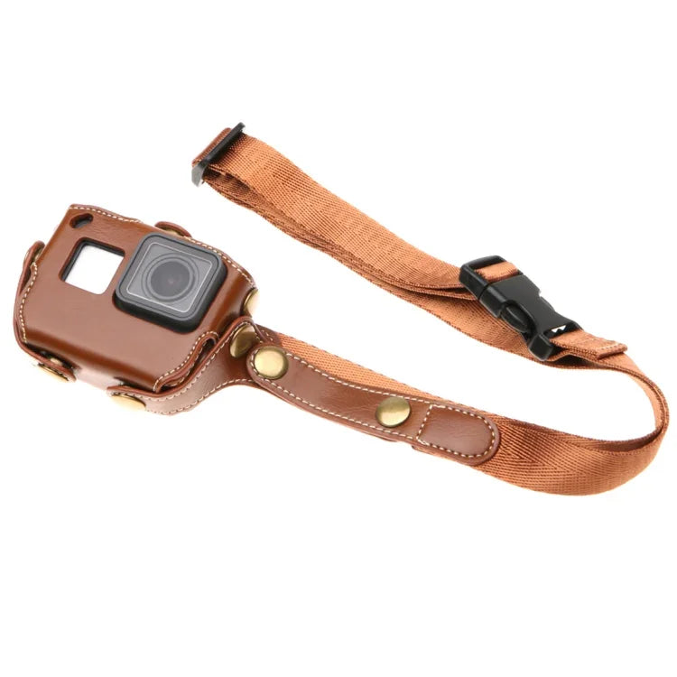 GoPro HERO7 Black /6 /5 用 PUレザー ハウジングケース ネックストラップ＆ボタン付き、PUレザー（ブラウン）、PUレザー（コーヒー）、PUレザー（ブラック）