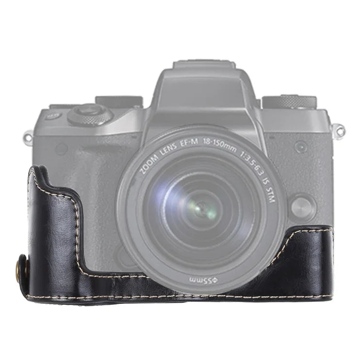 1/4インチネジ PUレザーカメラハーフケースベース Canon EOS M5用、Canon M5用