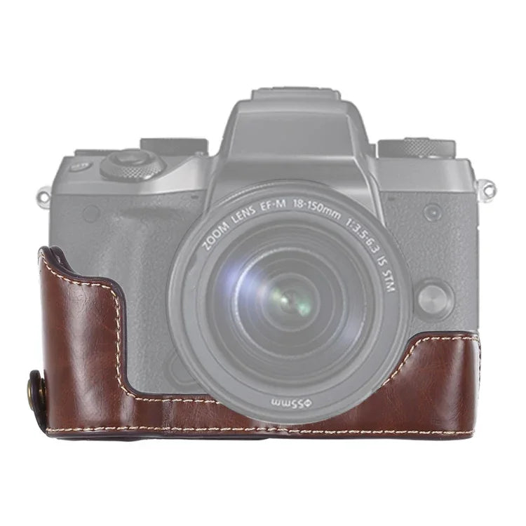 1/4インチネジ PUレザーカメラハーフケースベース Canon EOS M5用、Canon M5用