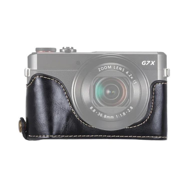 Canon G7 X Mark II用1/4インチネジ PUレザー カメラハーフケースベース、Canon G7X2用